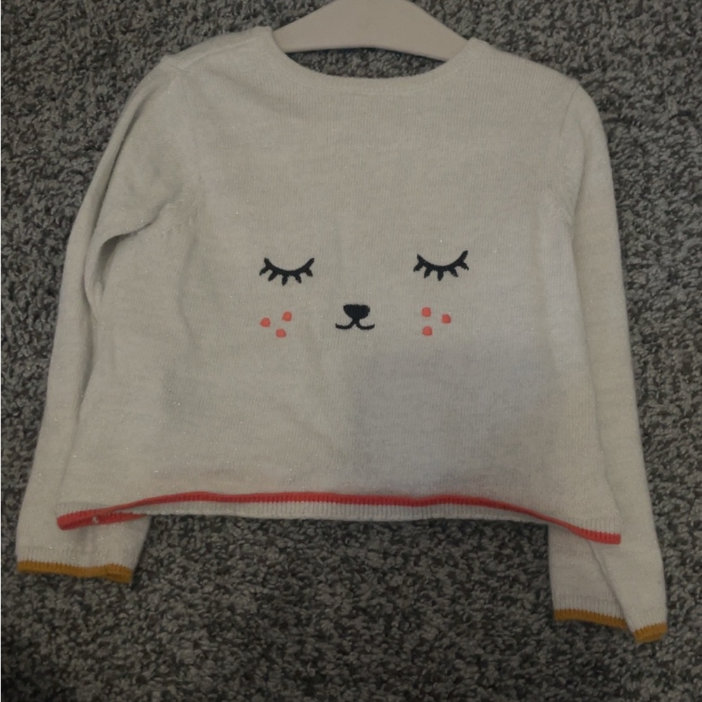 Adorable Cream Sweater with Cute Face Design